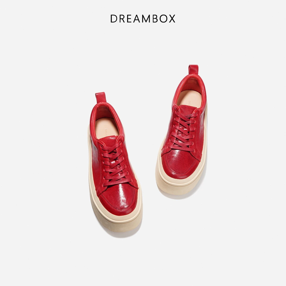 dreambox钧博增高4.5cm板鞋水洗马皮2025新款厚底鞋小个子松糕鞋