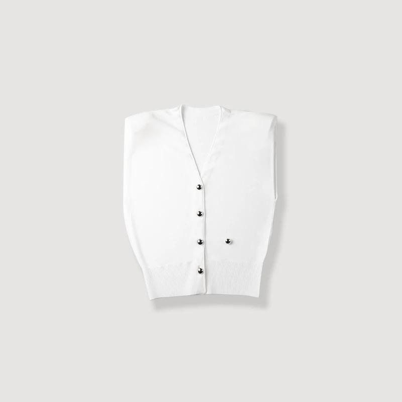 筱筱专属【自在感】深V领无袖针织不对称马甲女25C4030