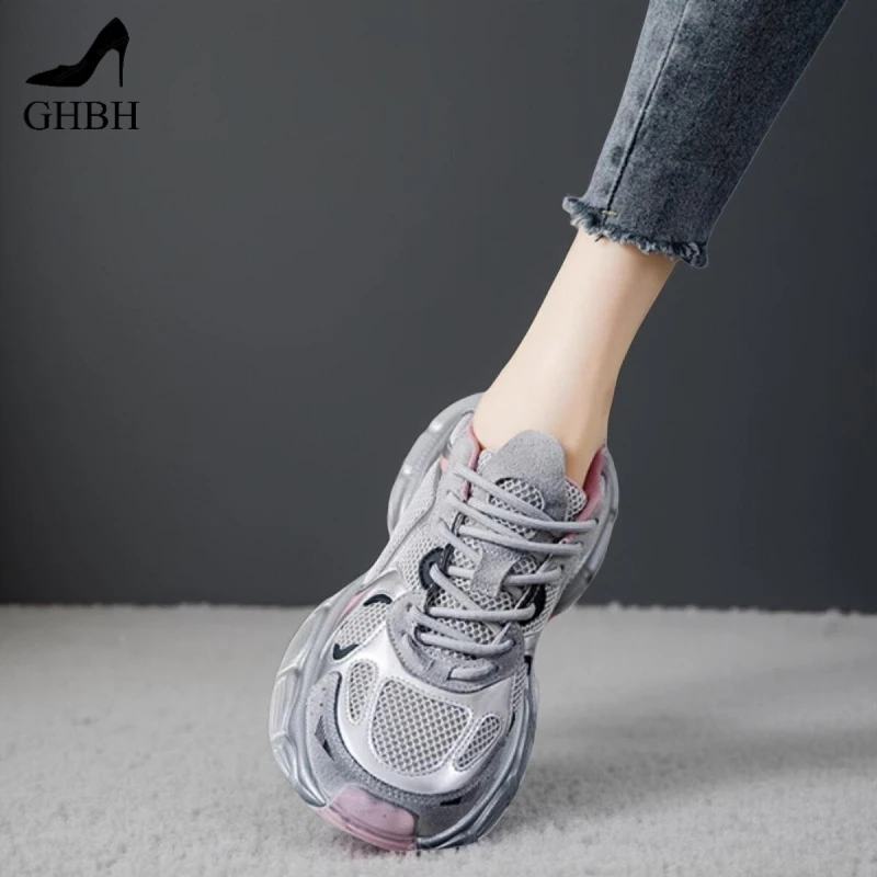 西班牙小众品牌新品厚底增高银色老爹鞋女运动鞋2025夏季新款