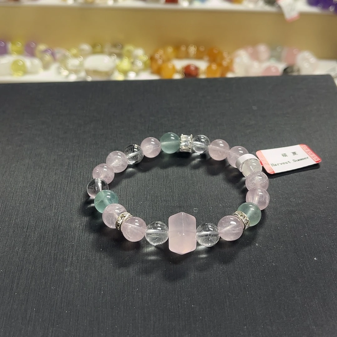 手链水晶未镶嵌粉水晶设计款手串