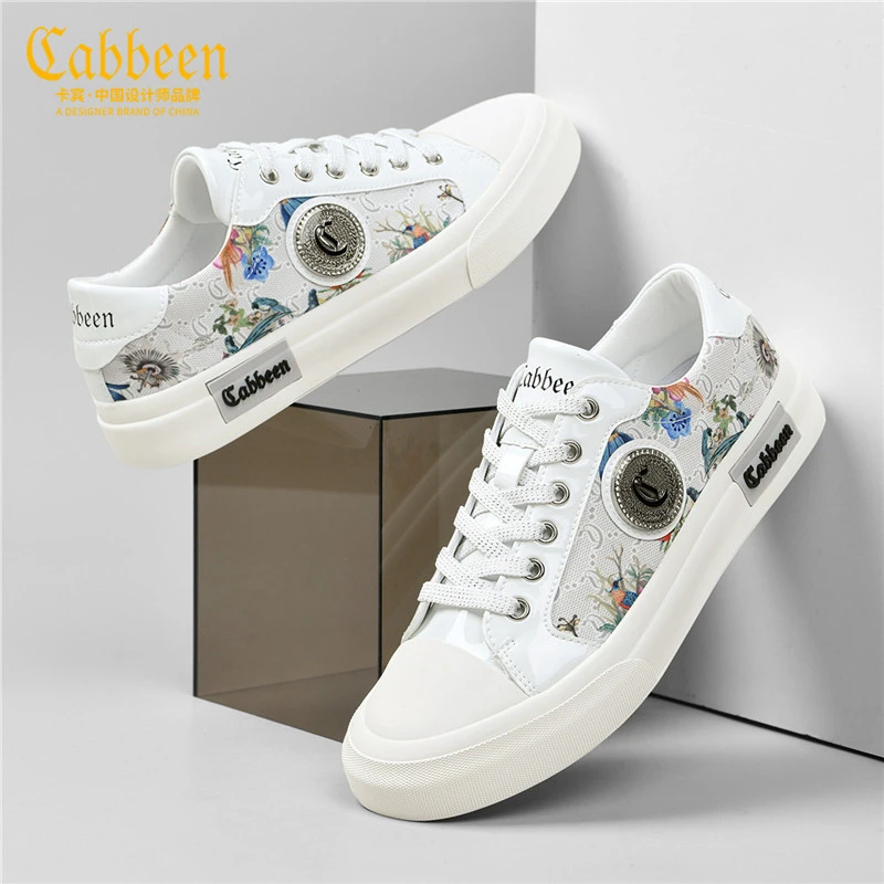 卡宾男鞋正品低帮秋季针织透气休闲百搭时尚板鞋雅丹风男士帆布鞋