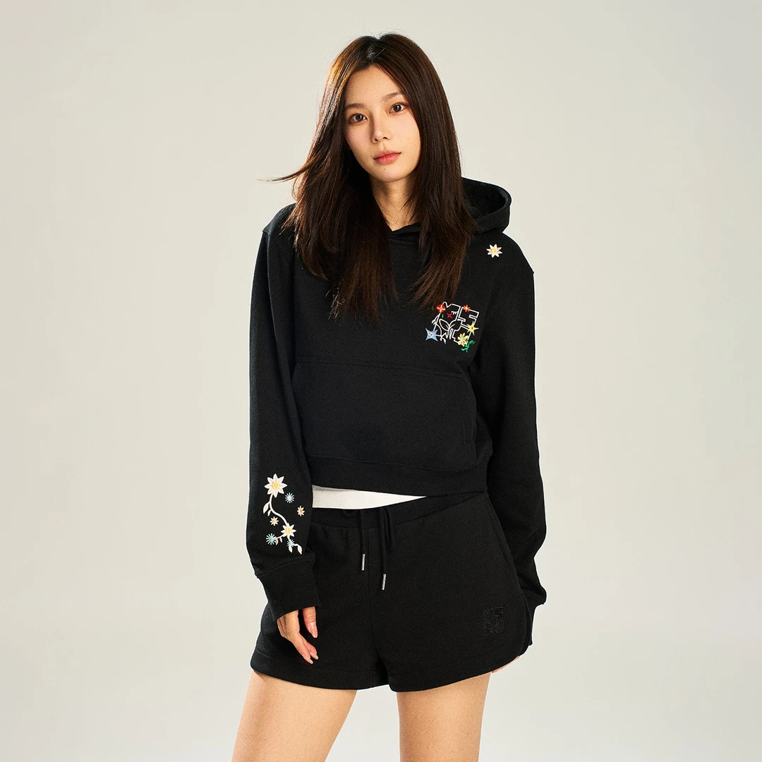 NSTNEW START发芽计划花卉刺绣连帽短款卫衣女潮牌复古休闲外套