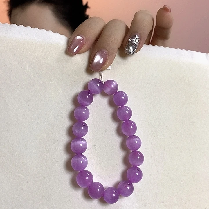锡石紫锂辉高冰收藏级手串10+未镶嵌