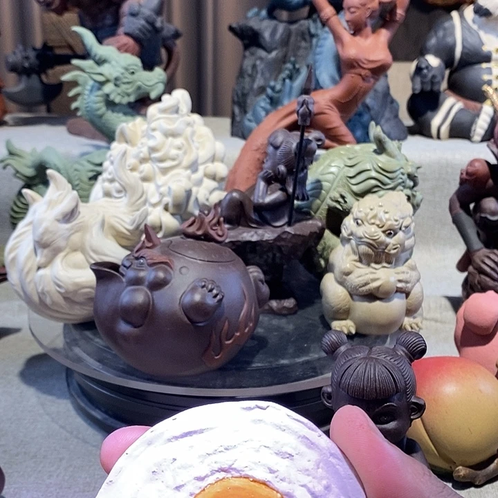 泥塑孤*翁紫砂艺术荷包蛋茶宠