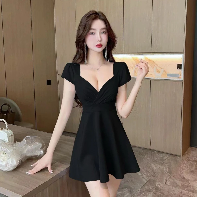 夜场裙子v领桑拿足浴技师后妈裙酒吧ktv娱乐会所工衣遮肚大摆短裙