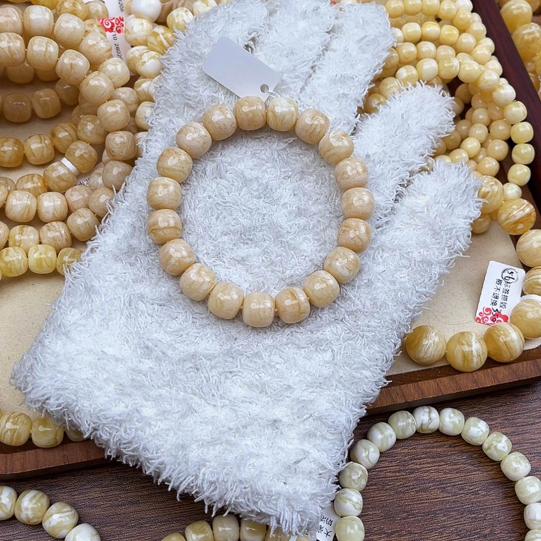 蜜蜡未镶嵌手链同料浓蜡千层12mm