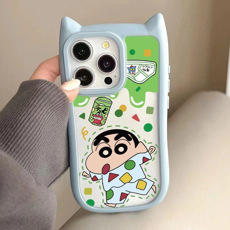 可爱睡衣小新iPhone15promax苹果14硅胶13立体12猫耳朵11手机壳软