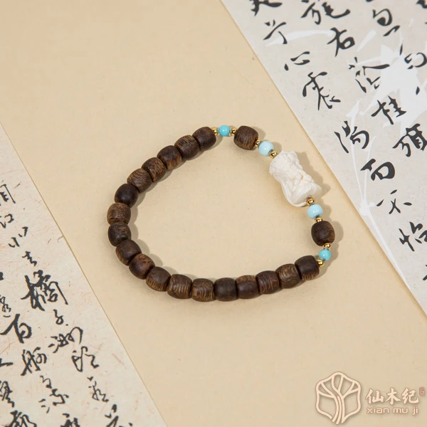 沉香【扎基】头货莺歌绿奇楠·猛犸扎基沉香手串（多样性发一）
