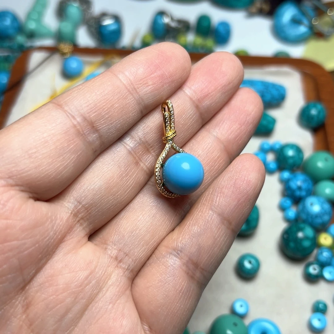 卡12+蓝珠子单珠脖挂吊坠