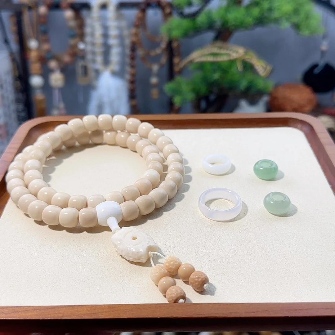 菩提根/象牙果吊坠白玉菩提设计款54颗➕配饰