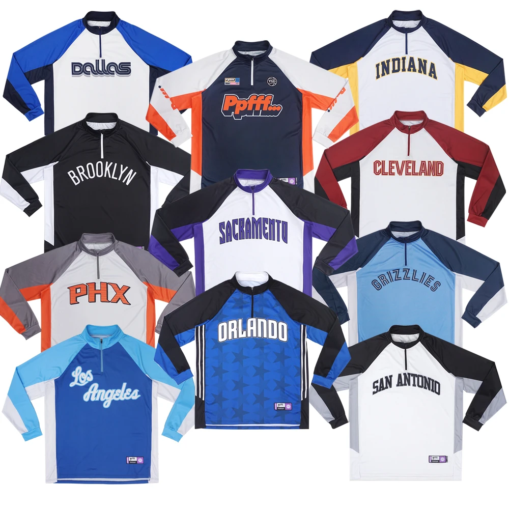 YSBL复古半拉链骑士运动插肩长袖投篮服训练服排汗速干热身训练服