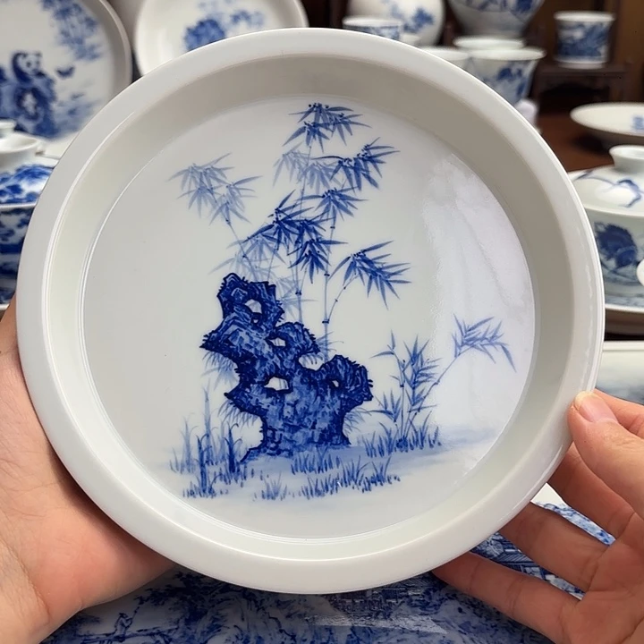 壶承瓷手工手绘竹子壶承