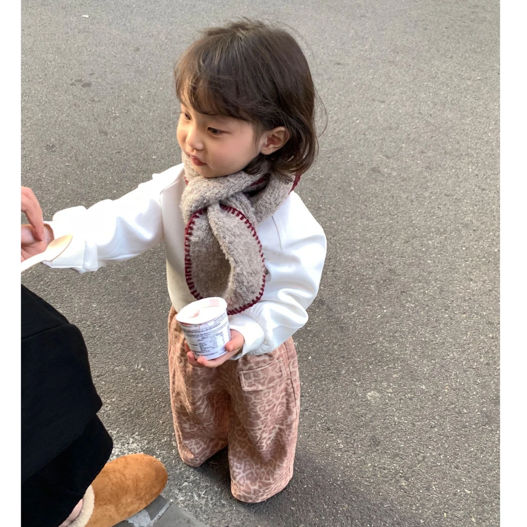 甜小七女童2025秋季新款韩版卡通米奇套头卫衣洋气粉色豹纹裤套装