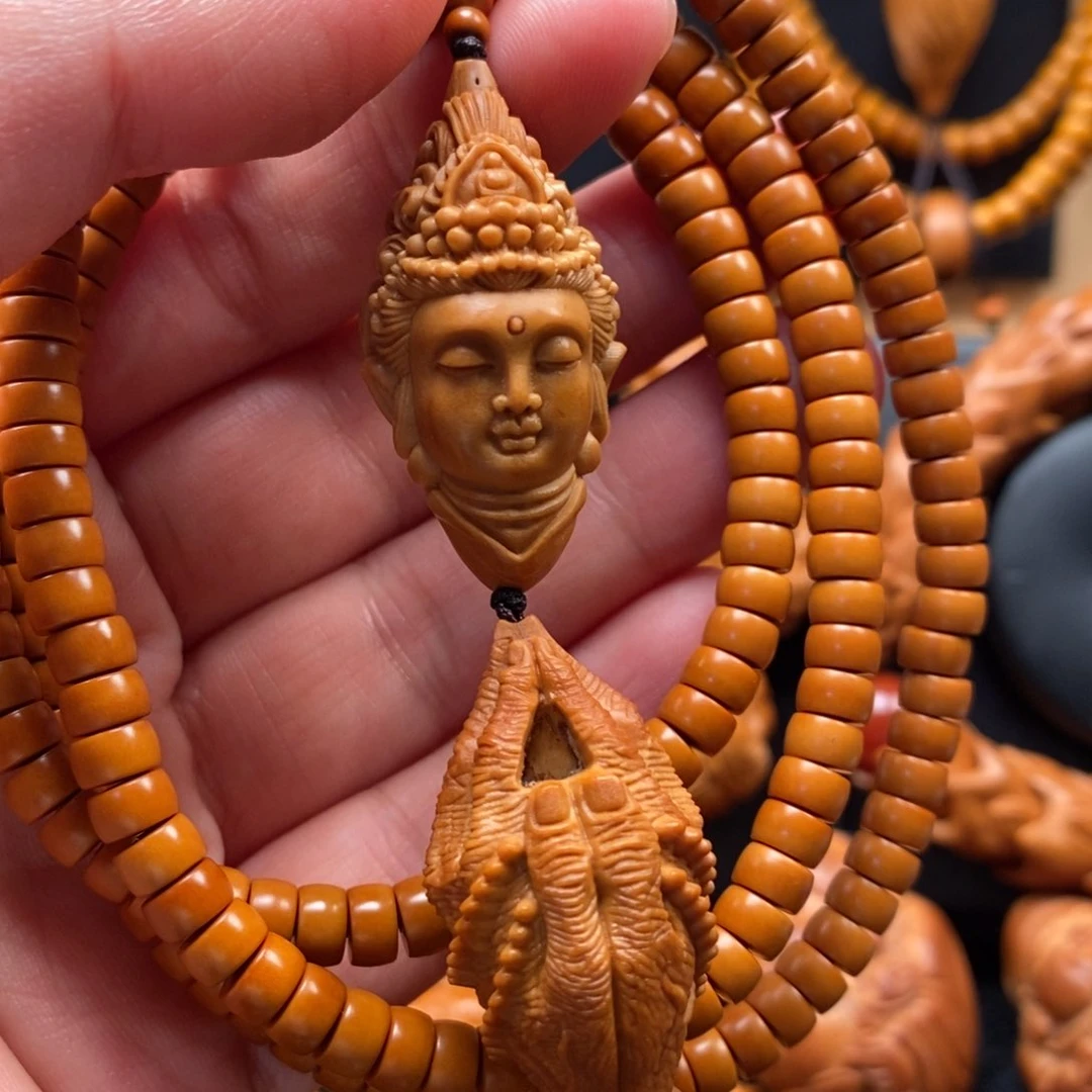 橄榄核手串观音脖挂