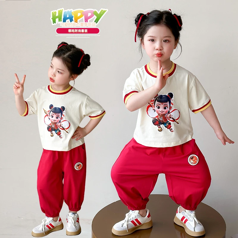 哪吒衣服女童夏季套装2025新款儿童超好看夏装女宝宝炸街两件套潮