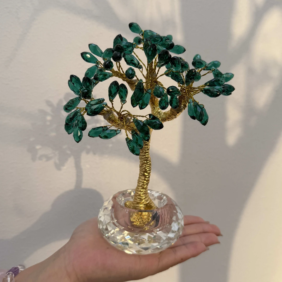 发财树摆件桌面合金水晶客厅卧室送礼摆件高档
