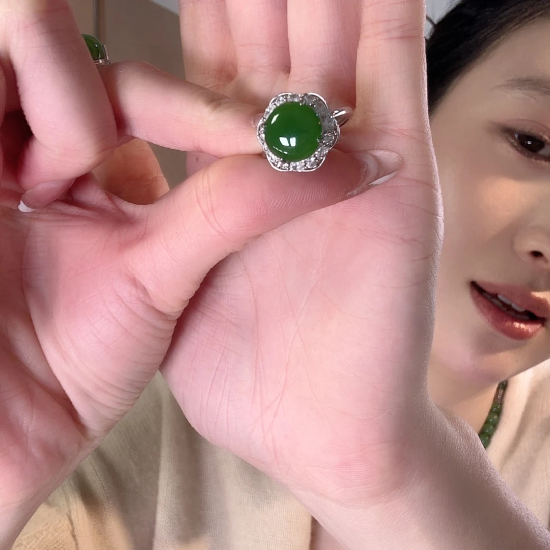 和田玉银S925镶嵌戒指