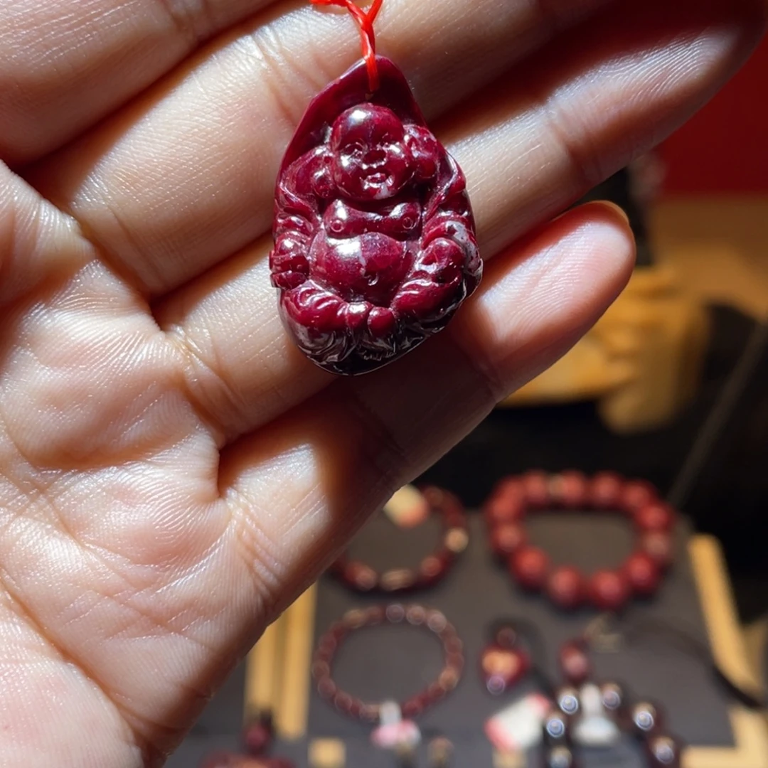 清****天然辰砂万山原矿雕刻件米勒17.1克