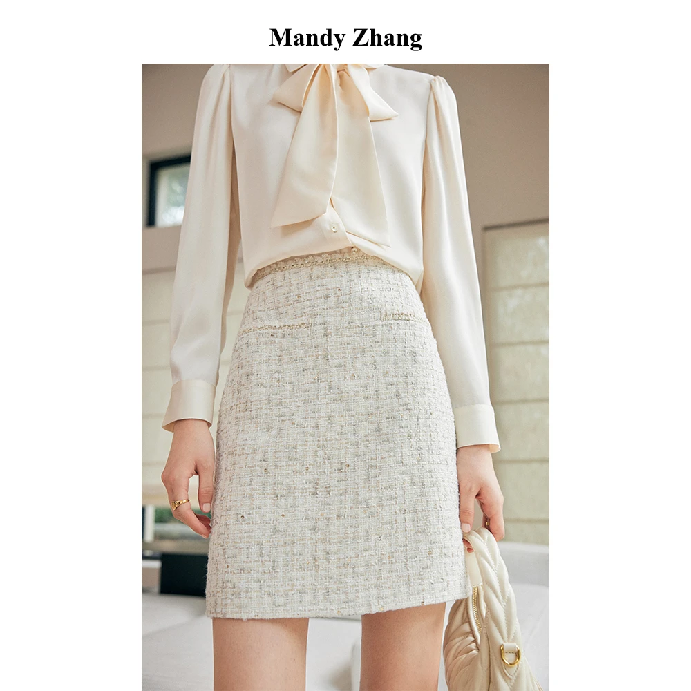 【诗语专属】MandyZhang感格纹半身短裙女早秋优雅裙子MBBQ633