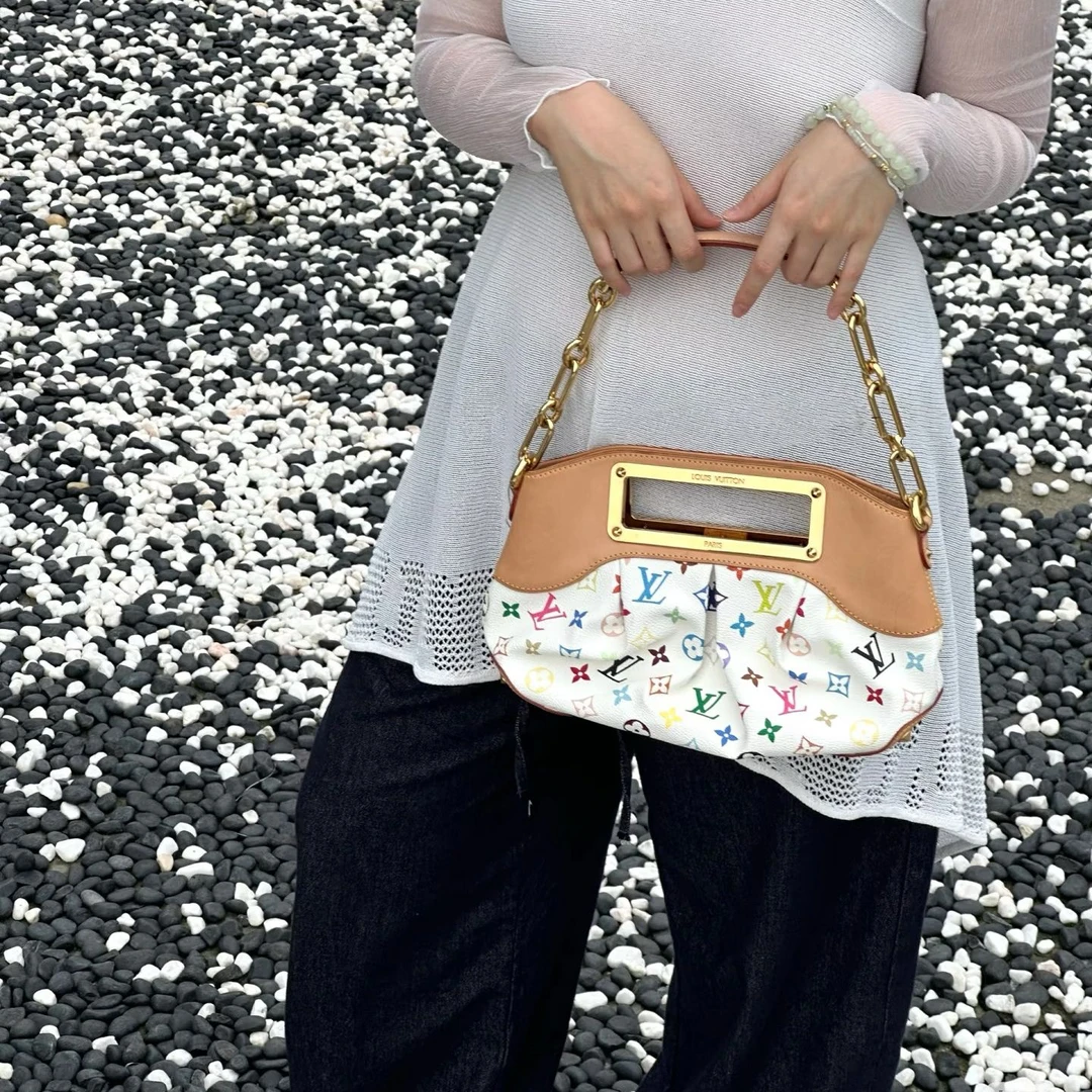 95新 LouisVuitton/路易威登 東区-白三彩judy小号单肩包/01758