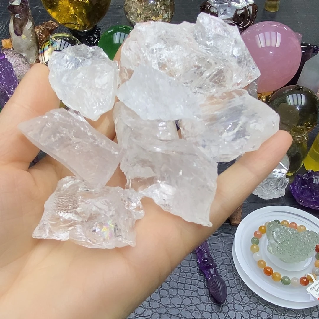 水晶珠宝半成品未镶嵌白水晶原石250g