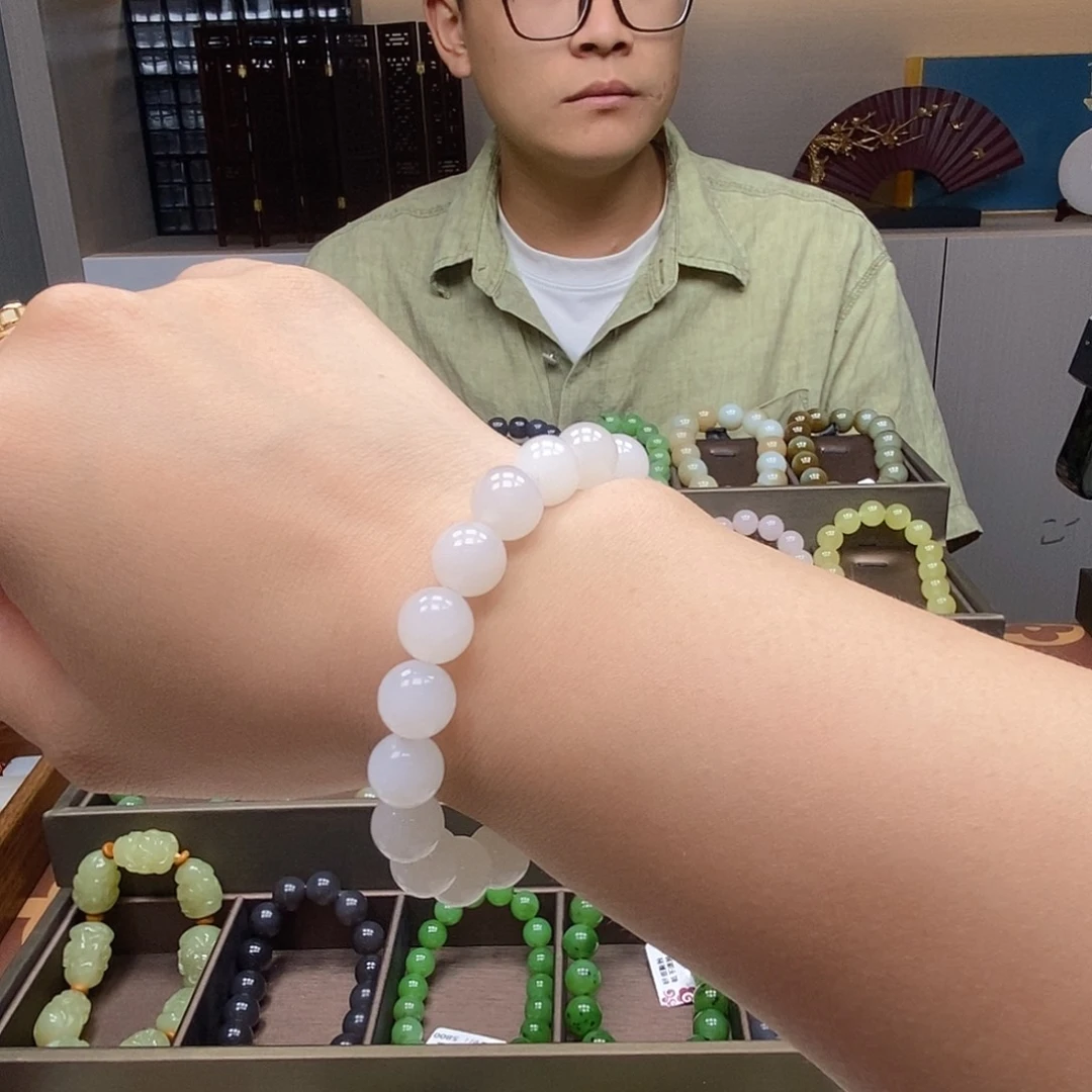 未镶嵌手串和田玉10mm白玉