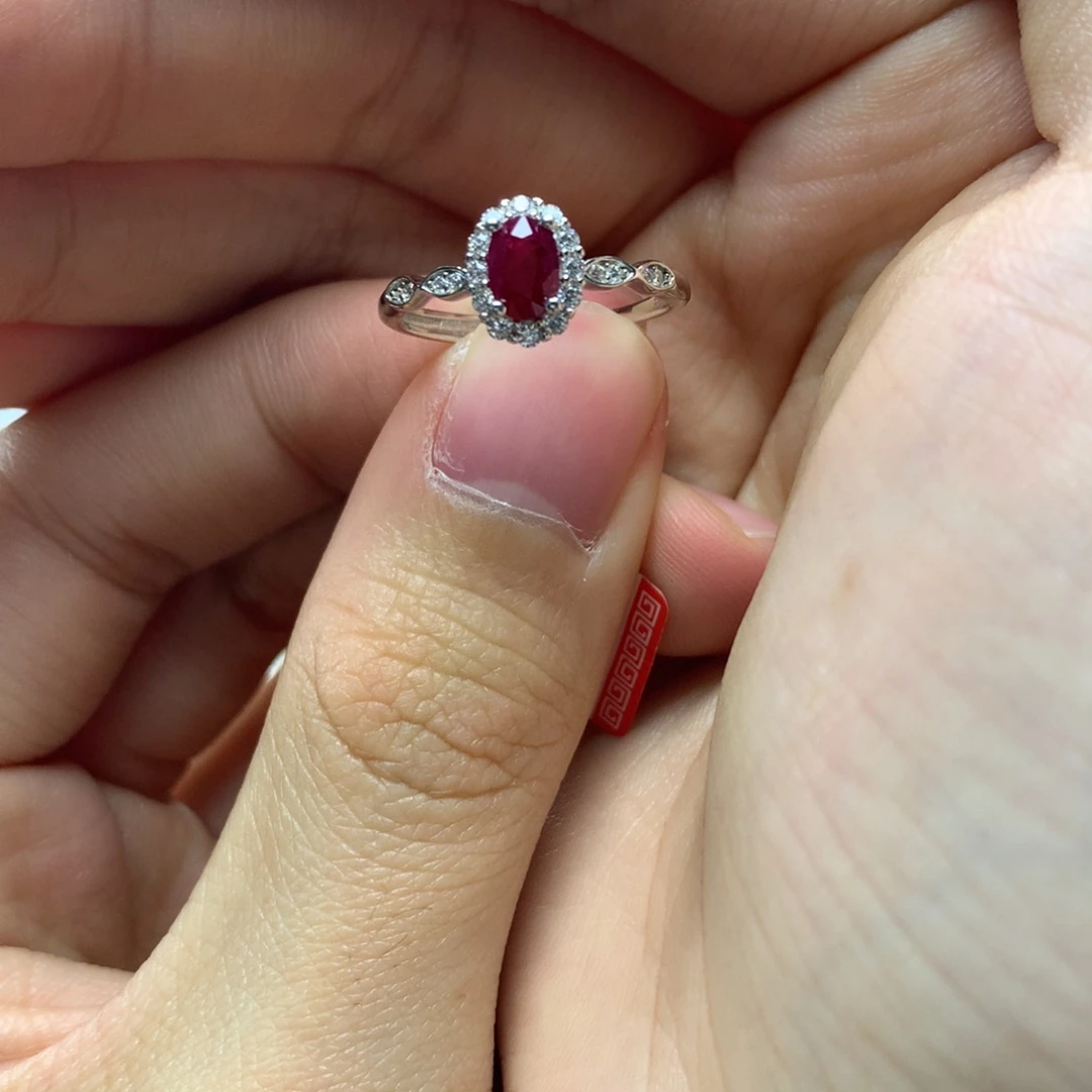 红宝石戒指银S925镶嵌