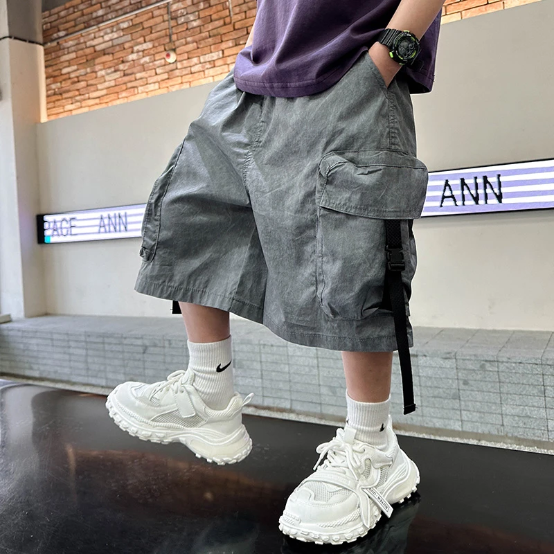 男童夏季薄款裤子2025新款夏天工装短裤儿童痞帅风速干五分裤夏装