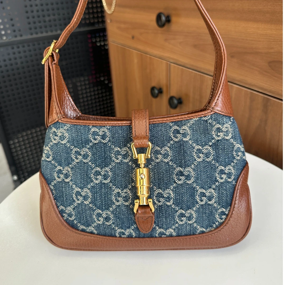 95新 GUCCI/古驰 95新复古丹宁mini1961/单肩时尚女士包