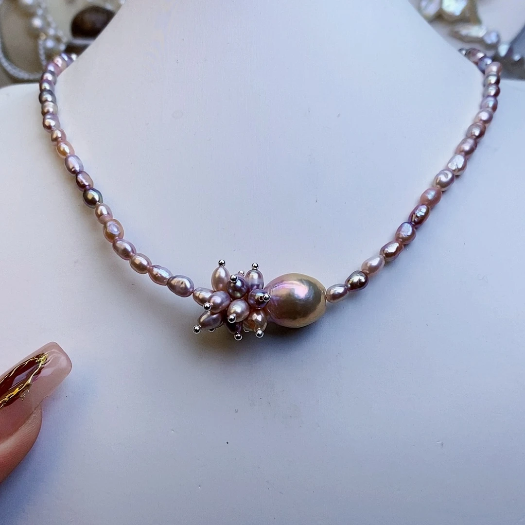 淡水珍珠颈饰银S925镶嵌