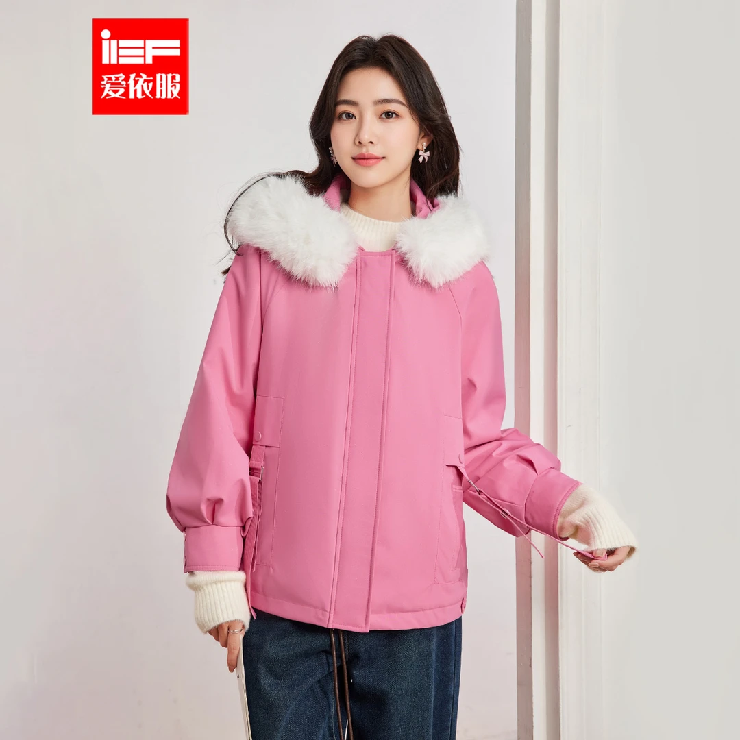 IEF/爱依服2025冬季新款韩版温柔风工装加绒保暖派克服中外套