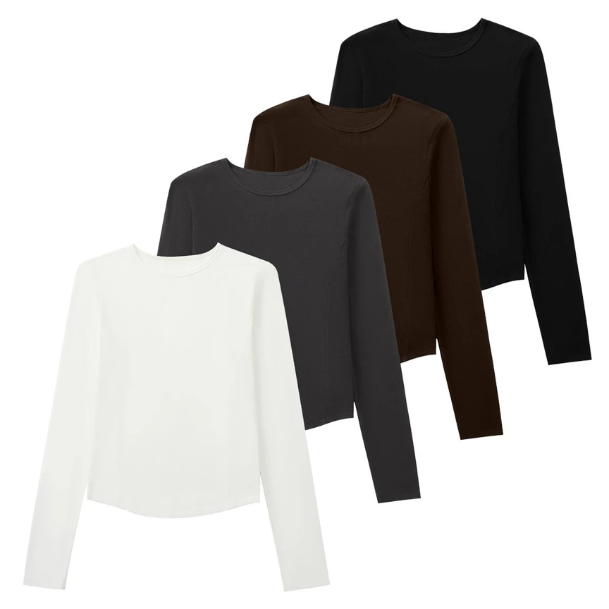 【线条拼接】瘦腰Tee圆领长T恤