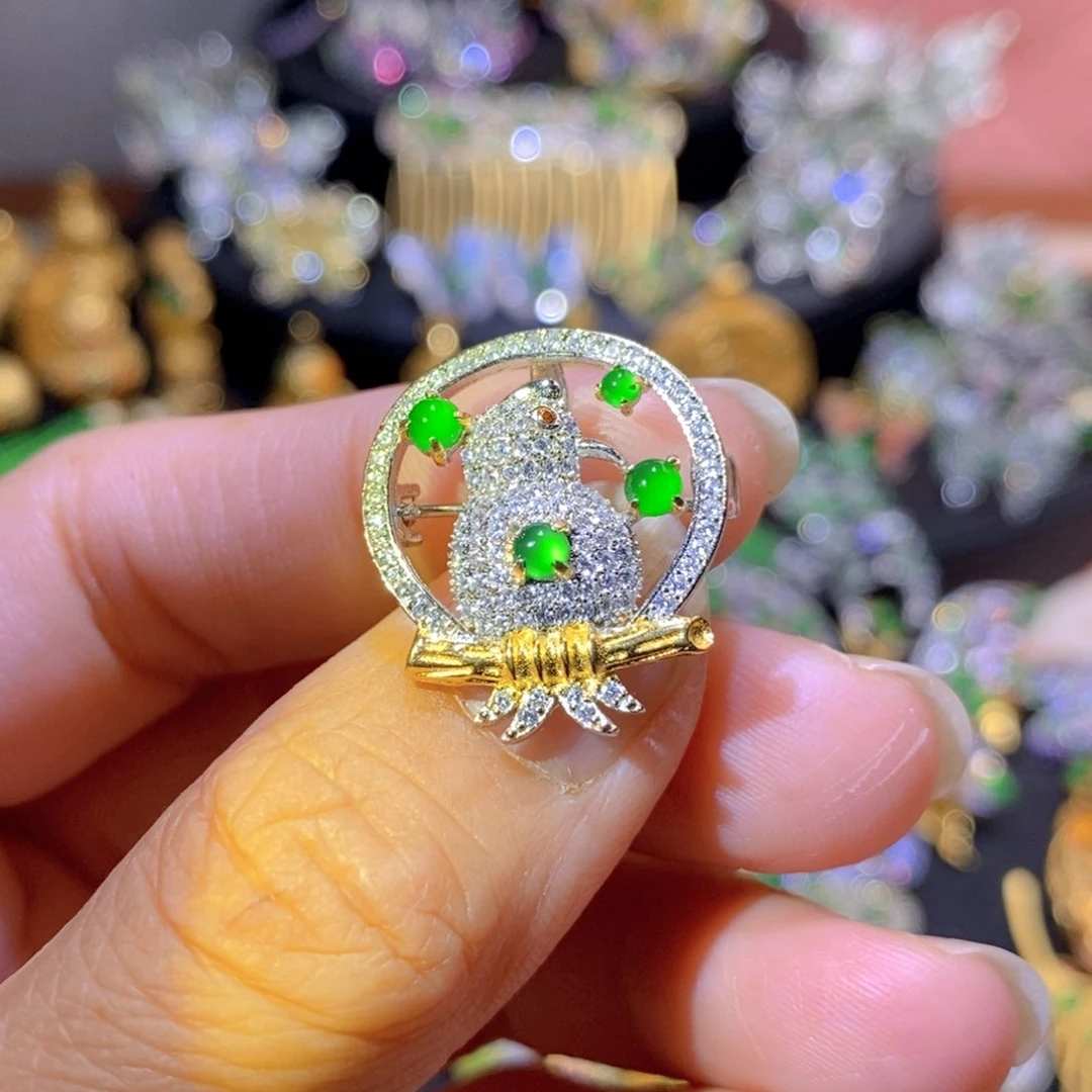 吊坠(不含链)银S925镶嵌翡翠
