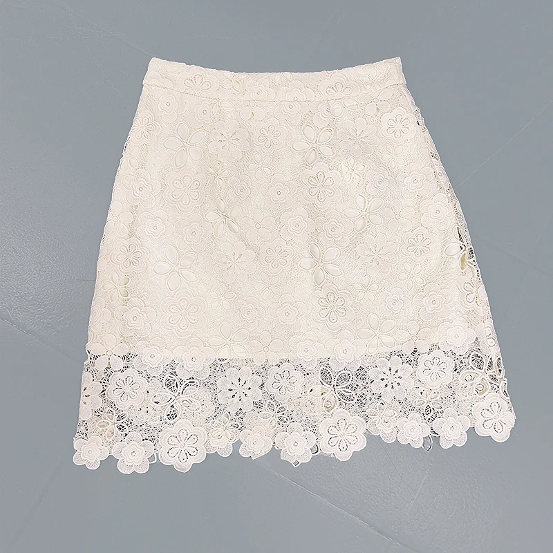 夏款法式时尚镂空蕾丝名媛气质花朵休闲半身裙28682