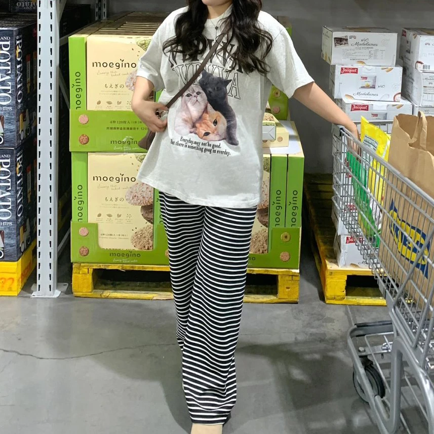 夏季亲肤轻薄条纹长裤睡裤80-300大码可穿家居可外穿遛弯裤