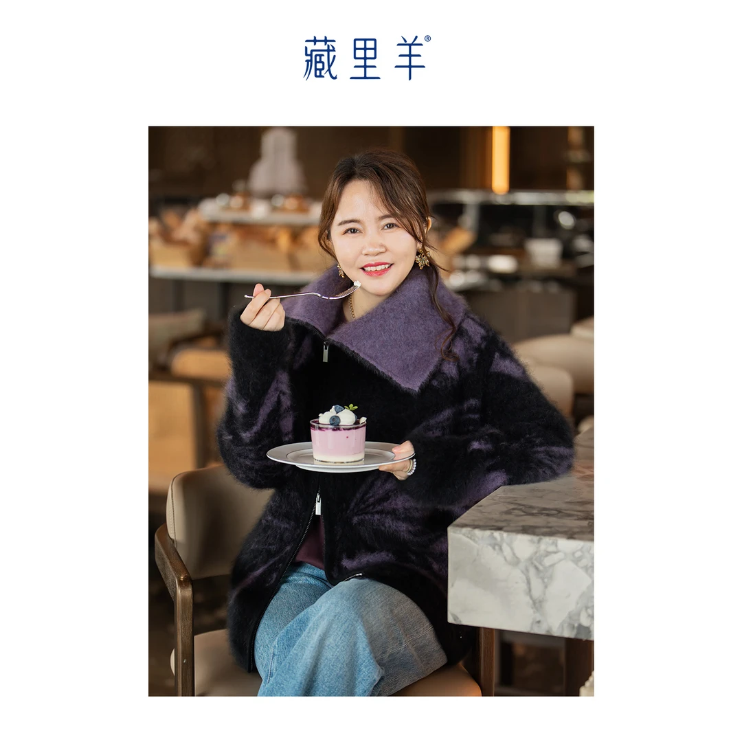 藏里羊【北美小动物毛毛】“街头暖炉”个性侧拉链外套 M1688