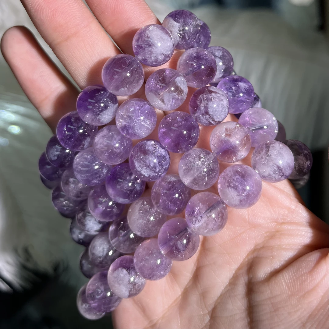 【遇见轻奢珠宝】-168765-天然紫兔毛水晶单圈手链珠径11+多样性发1