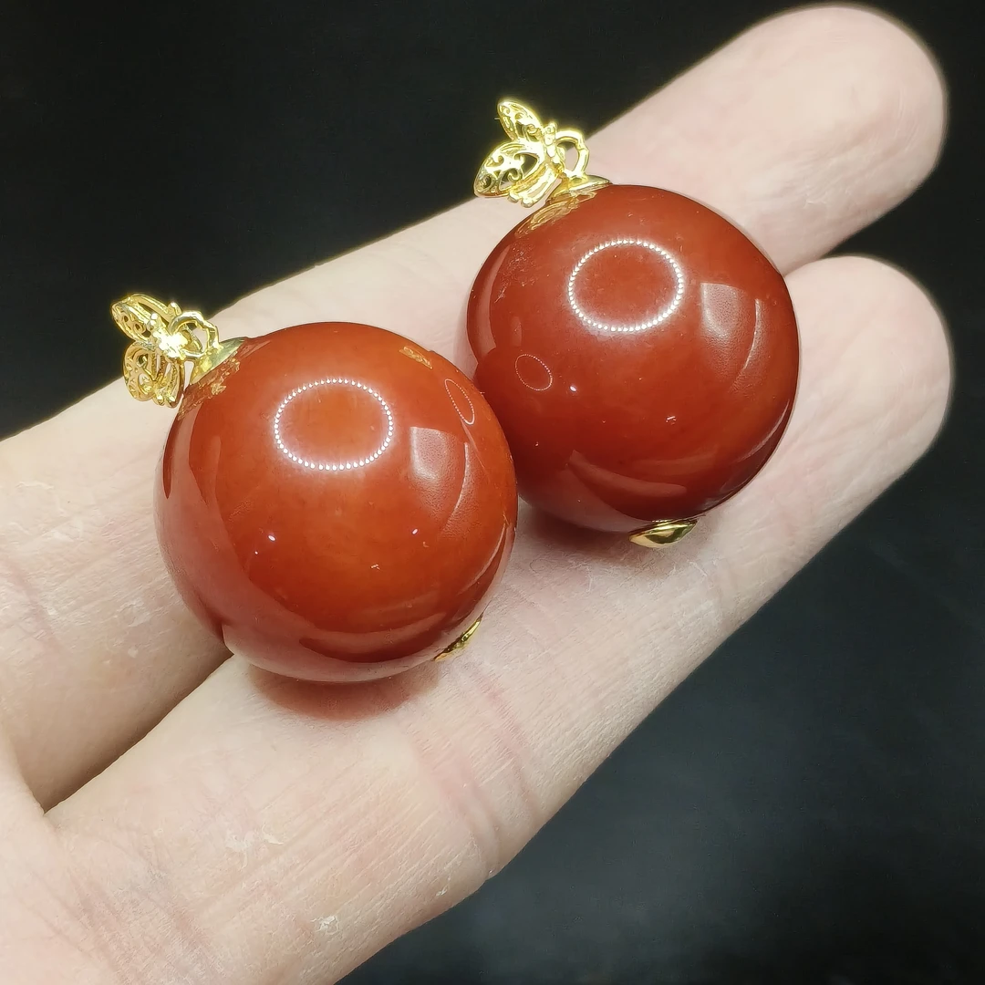【东北哥精选】牛血红单珠吊坠赠链B1【多样性发其一】约20mm