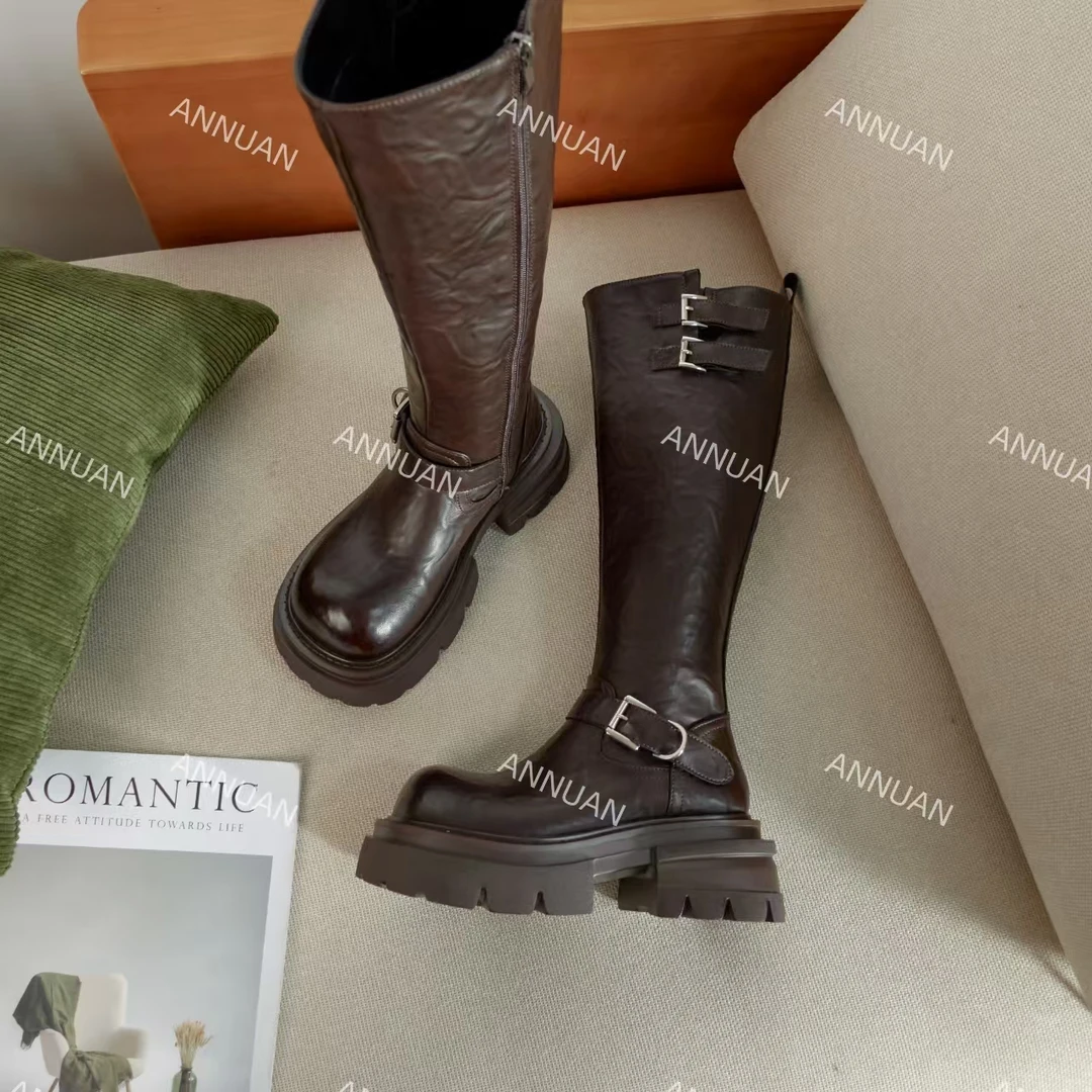 【HeiPa】安暖家【显瘦/鬼di】厚底2024秋冬季复古不过膝骑士长靴高筒