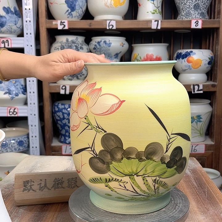 陶冬瓜高27黄荷花陶瓷