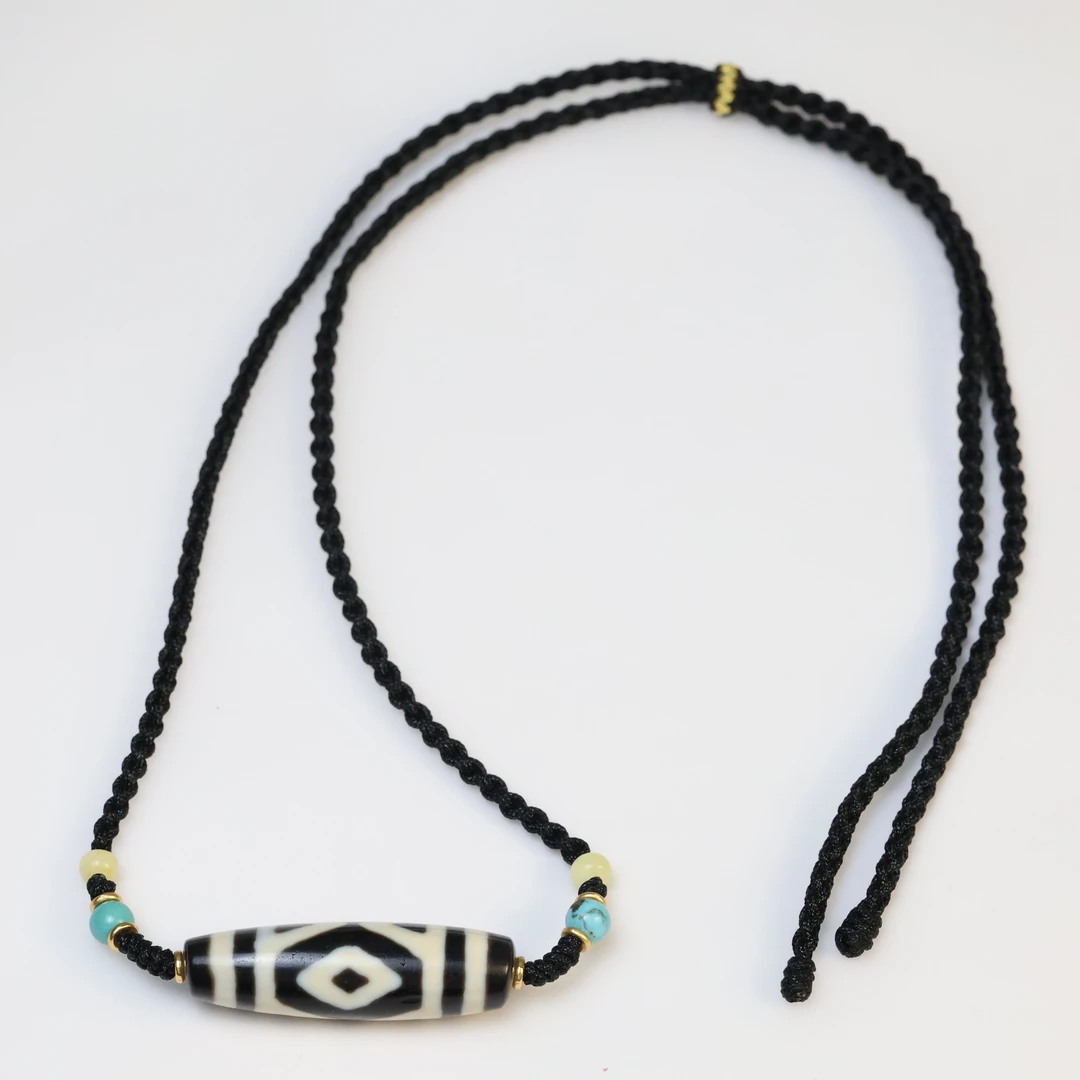 四山金刚二眼天珠玛瑙项链 锁骨链 男女同款主珠尺寸约38*11mm