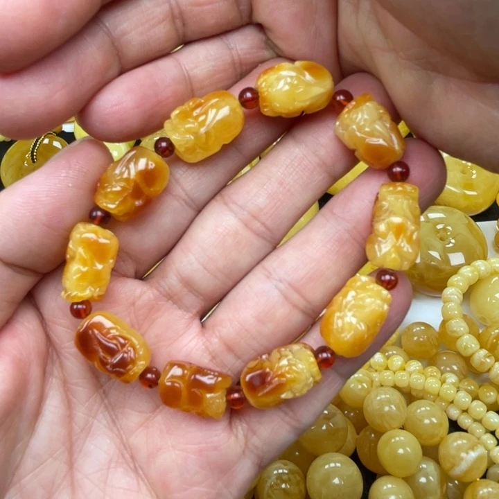 裸石蜜蜡未镶嵌蜜蜡貔貅手串