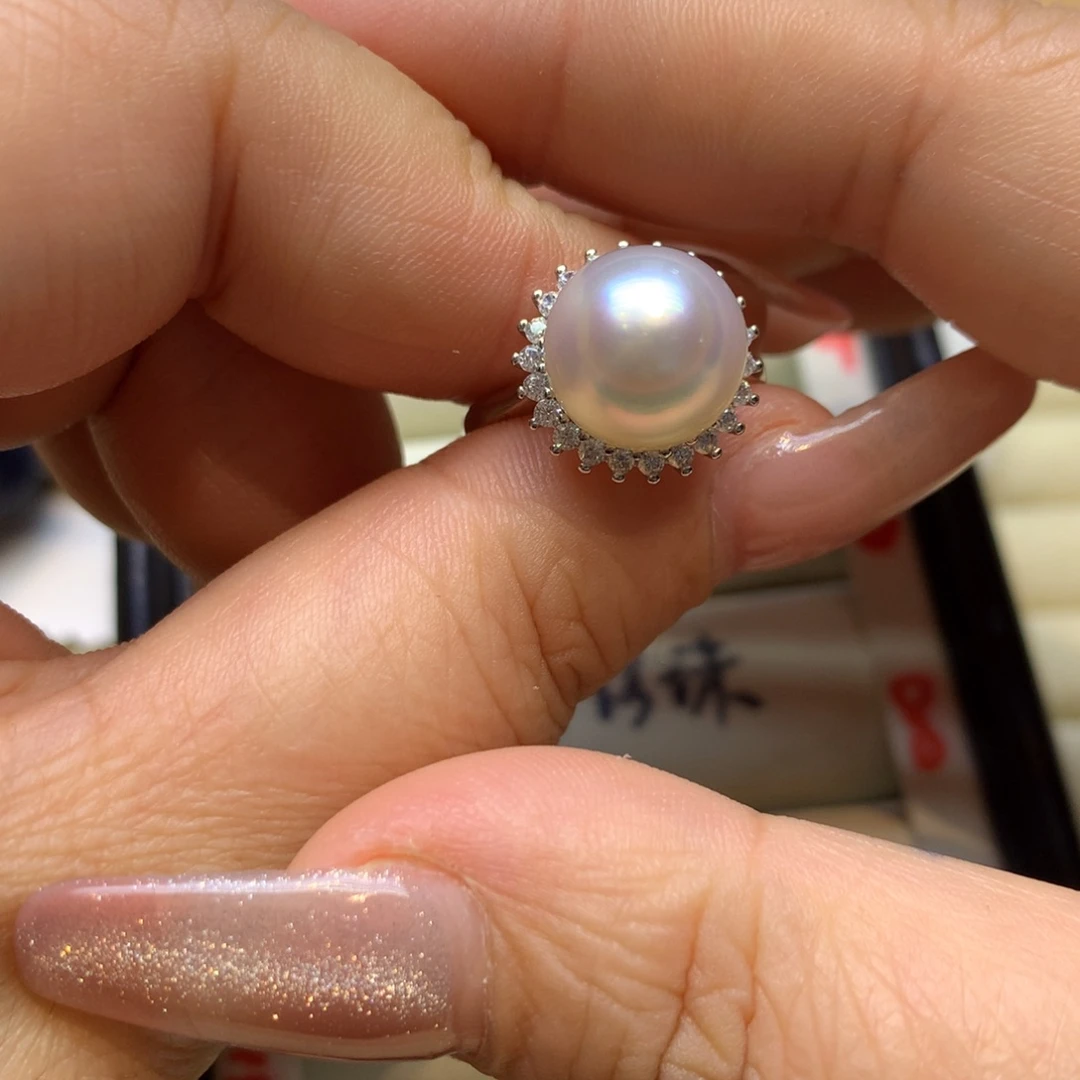 银S925镶嵌戒指海水珍珠