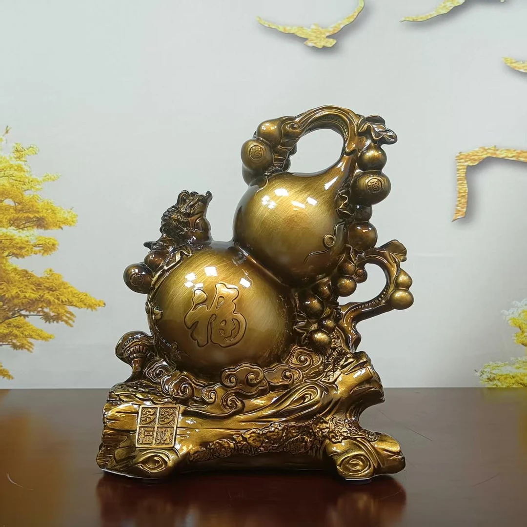 多福多财鎏金铜葫芦摆件工艺品高档家居客厅办公室装饰品（清货）