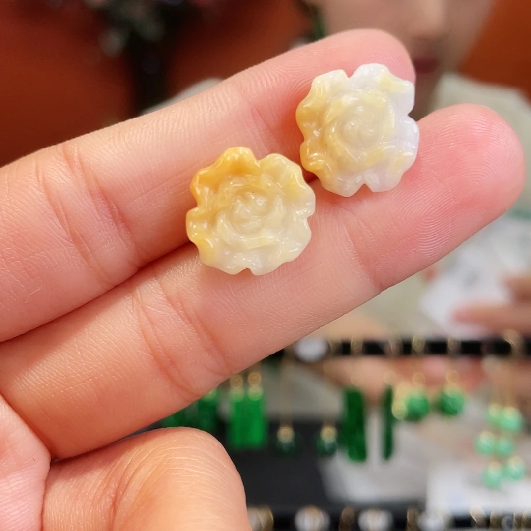 翡翠未镶嵌耳饰饰品