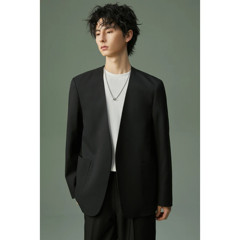 【无领设计】新款休闲西装男士外套休闲宽松时尚百搭潮流西服外套