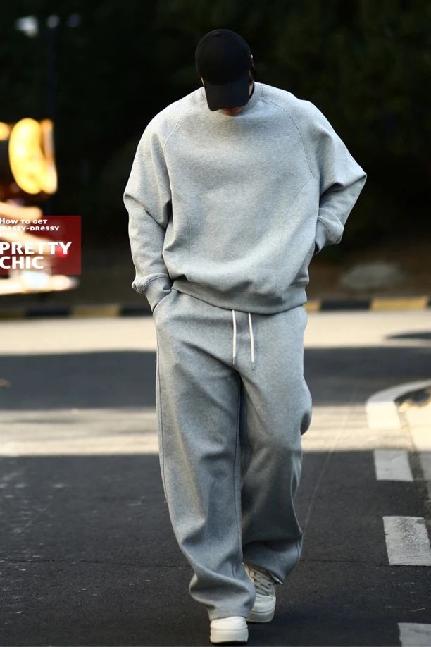 时尚立体分割剪裁插肩重磅500K加绒插袋设计款卫衣卫裤380G