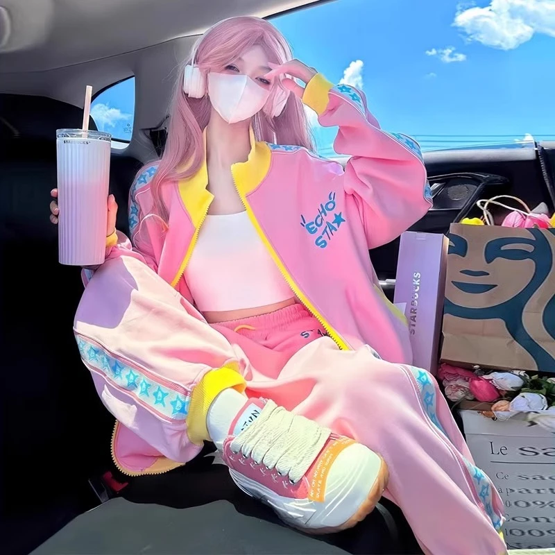 女童春装2025新款多巴胺风儿童女孩大童洋气炸街运动服时髦两件套