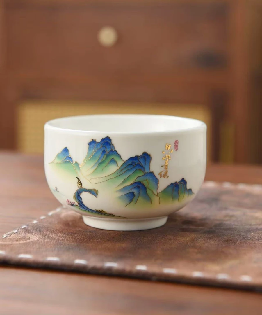 江山美人陶瓷品茗杯家用茶杯主人杯