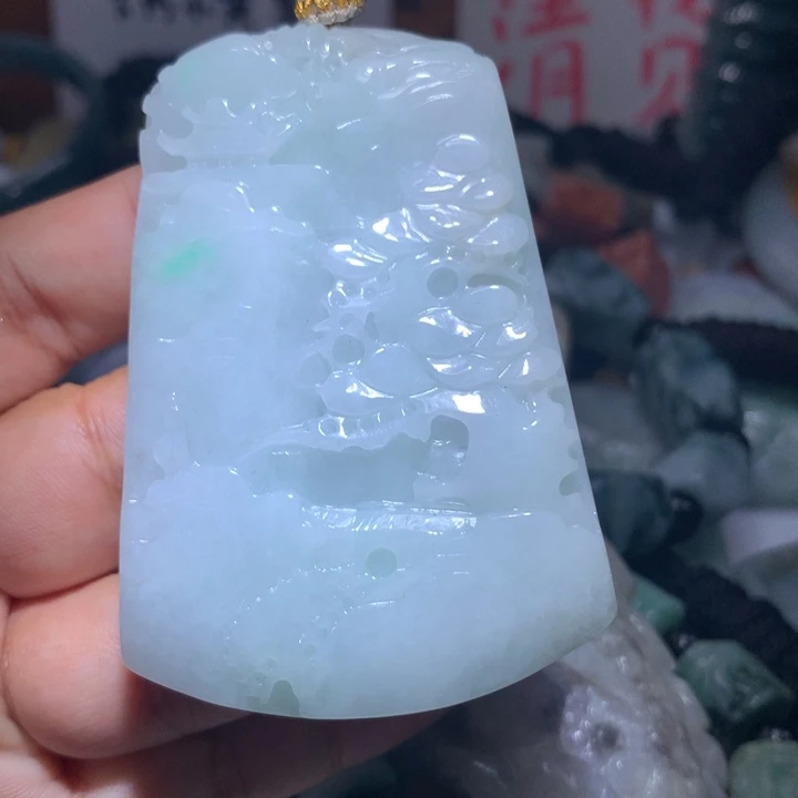 翡翠未镶嵌颈饰保真天然A货翡翠